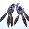 Orecchini foglie in argento e pietra